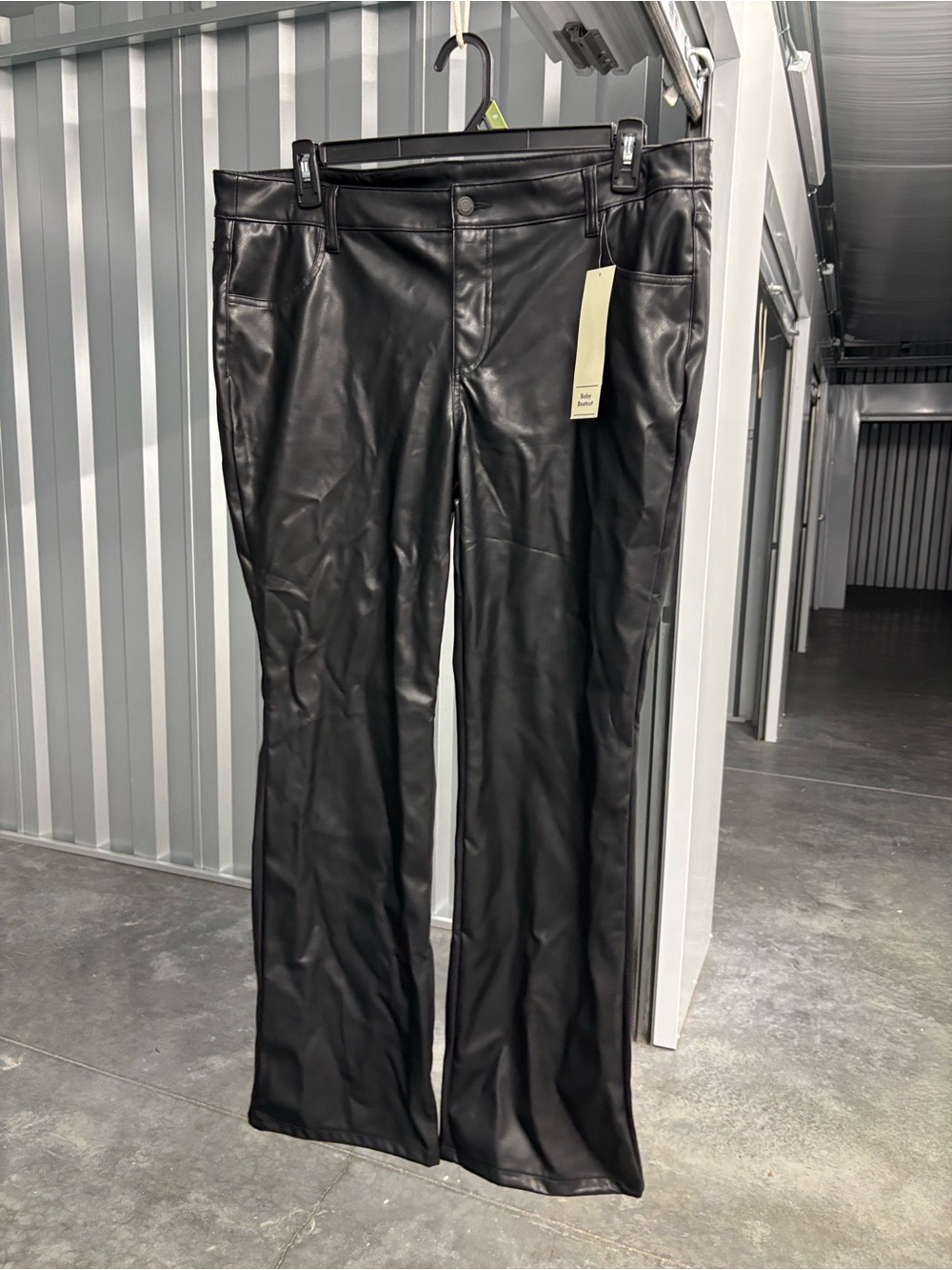 No Boundaries Black Faux Leather Pleather Flare Baby Bootcut Jeans Pants Plus 18
